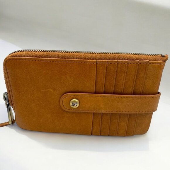 Hobo Leather Zip-Around Wallet – Cognac Brown - Picture 1 of 8